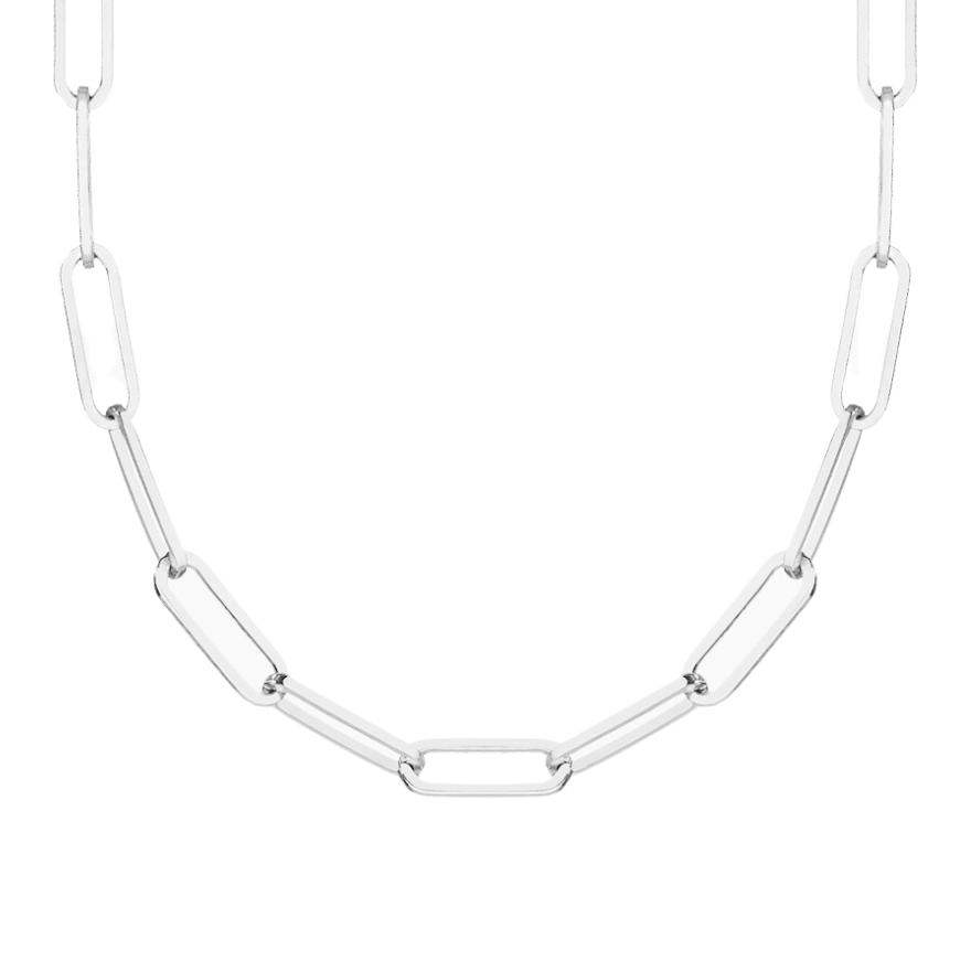 14K White Gold Paper Clip Chain Necklace