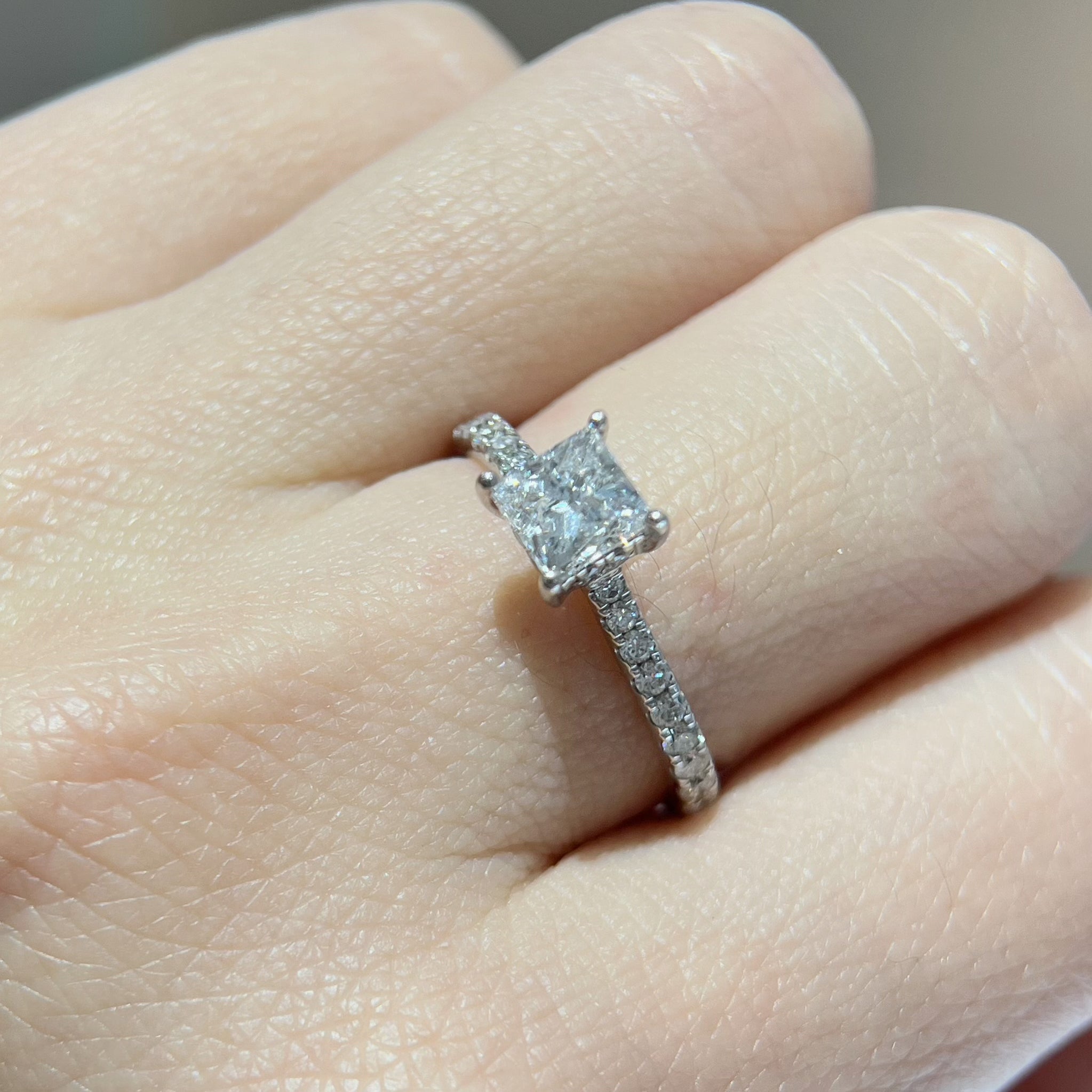 Princess Cut Diamond Pave Engagement Ring