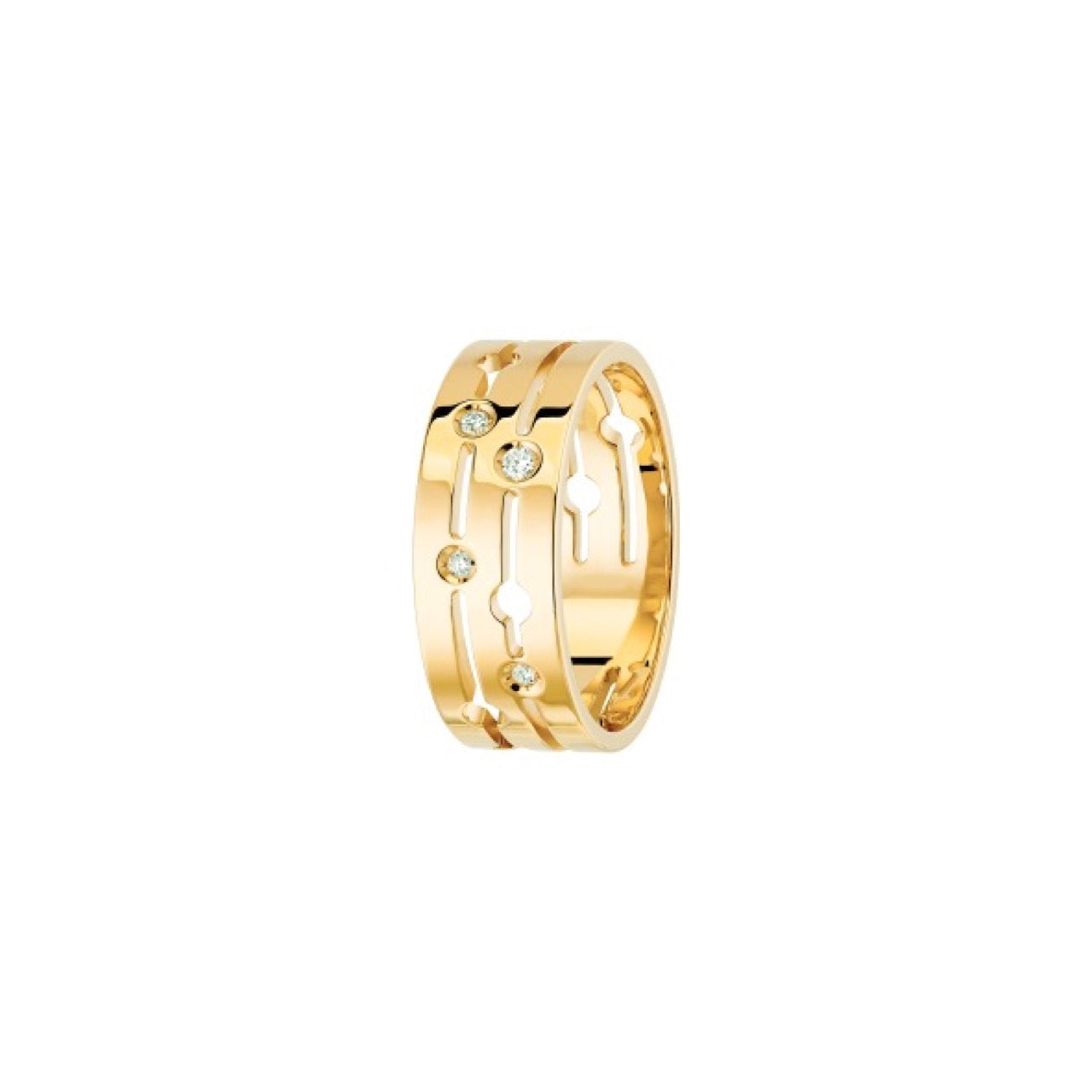Pulse Dinh Van Medium Yellow Gold and Diamond Ring