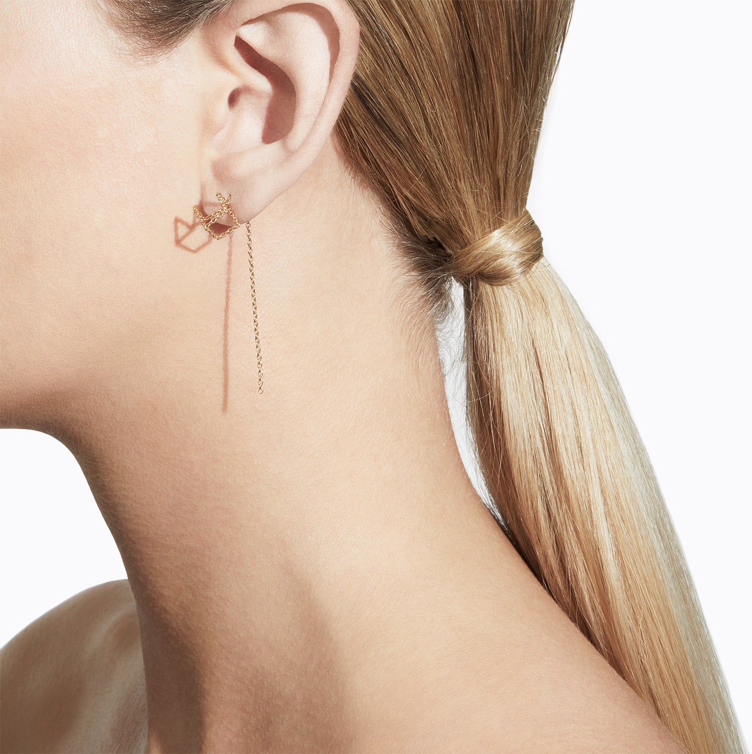 18K Yellow Gold Chain Earring