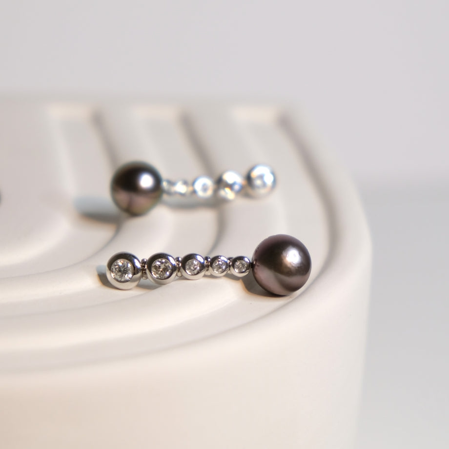 Black Pearl Diamond Earrings