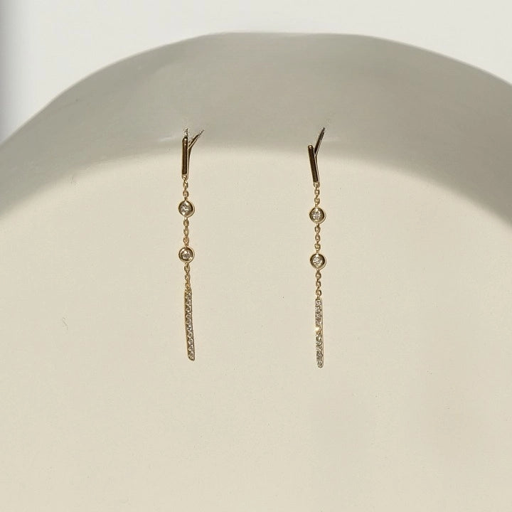 Yellow Gold & Diamond Drop Earrings