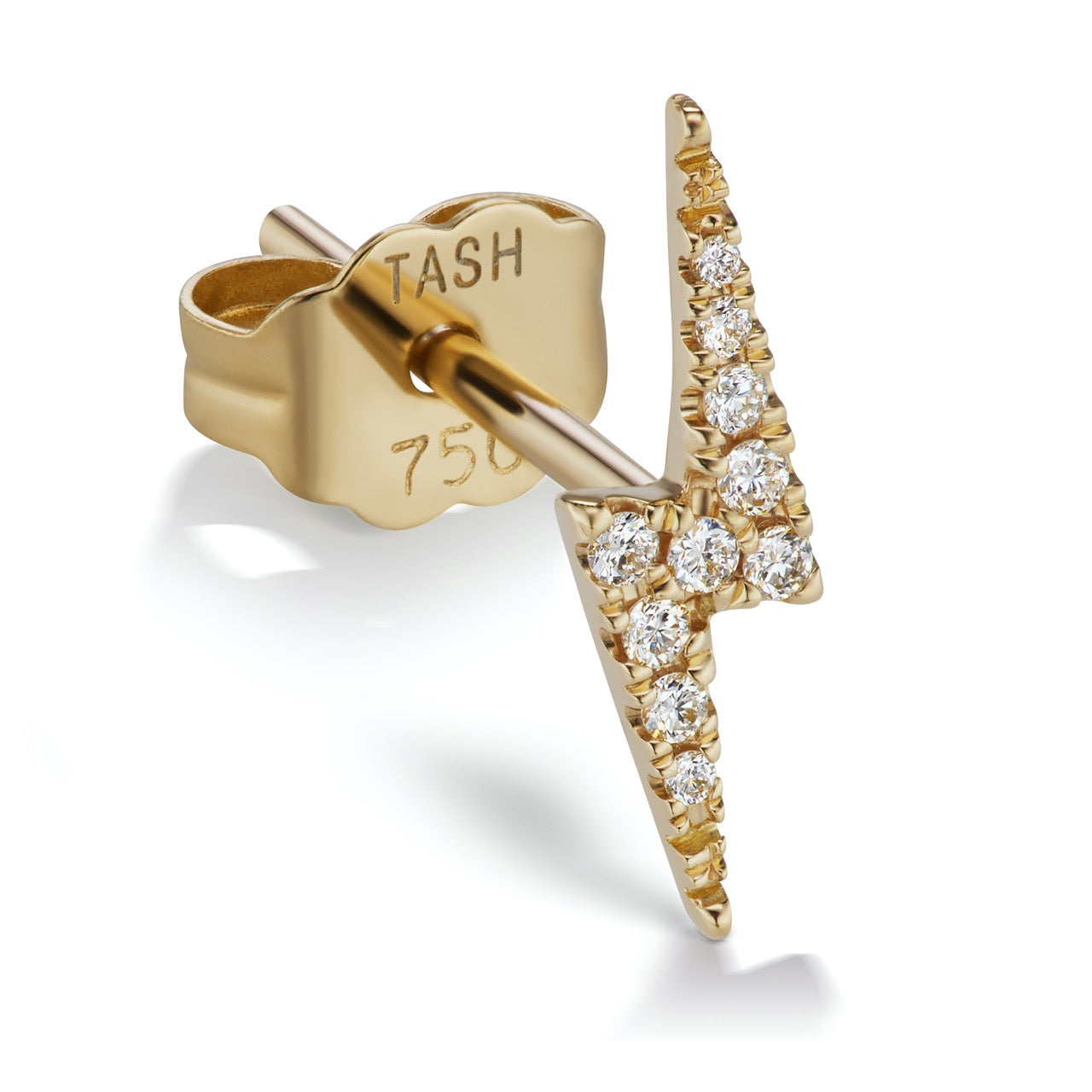 11mm Yellow Gold Lighting Bolt Ear Stud