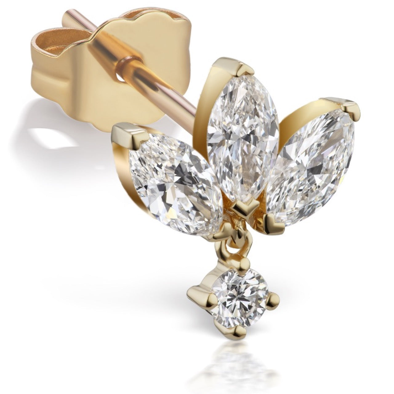 Diamond Lotus Dangle Earstud