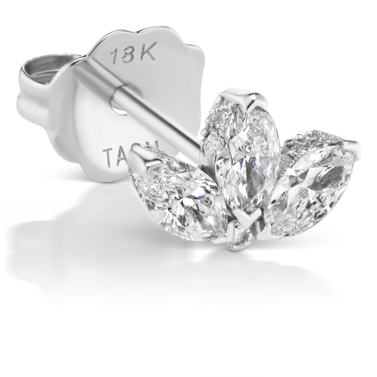 4mm Engraved Diamond Lotus White Gold Earstuds