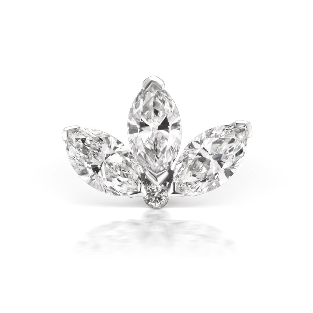 4mm Engraved Diamond Lotus White Gold Earstuds