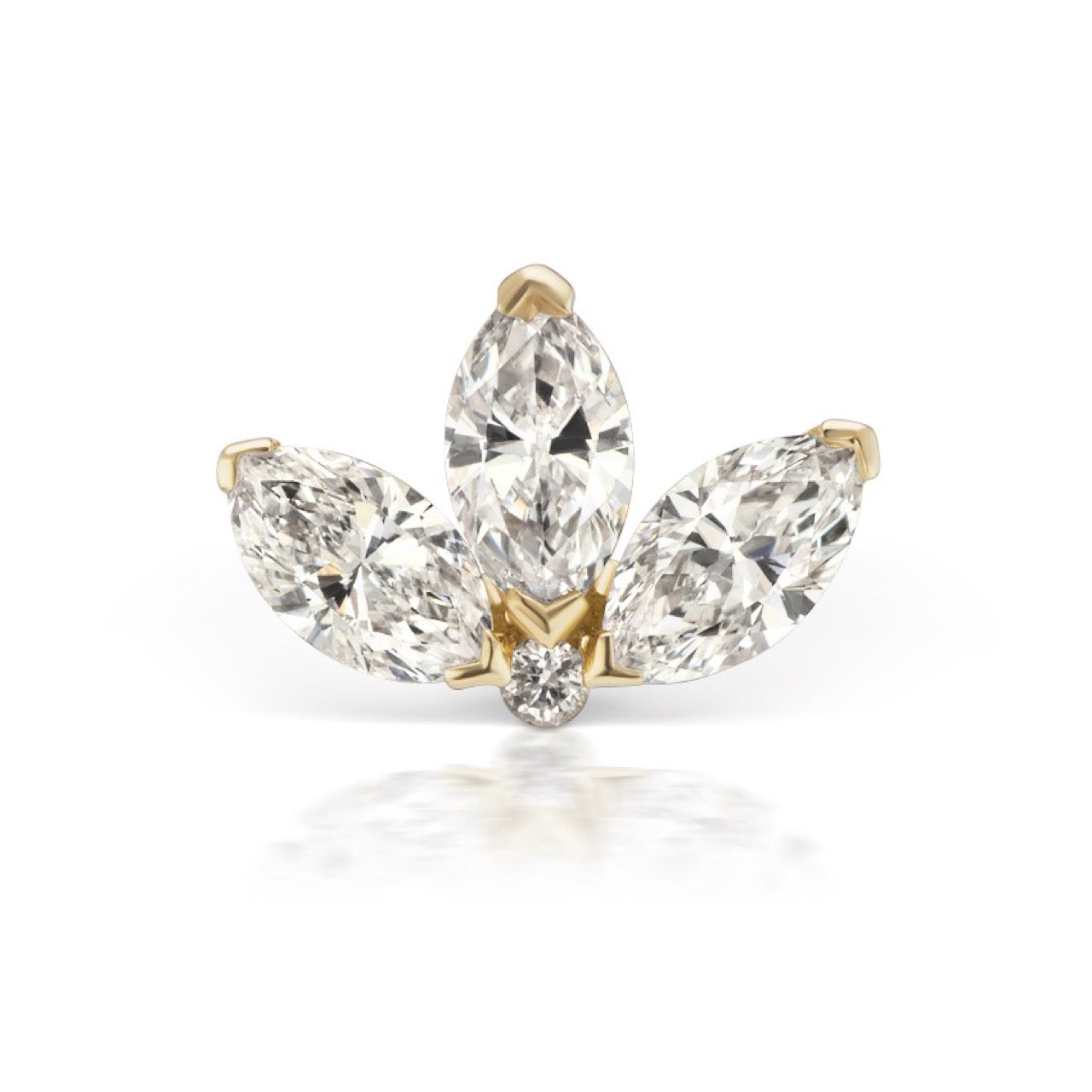 4mm Yellow Gold Engraved Lotus Ear Stud