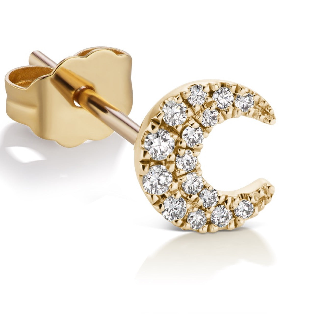 Yellow Gold Diamond Moon Yellow Gold Ear Stud