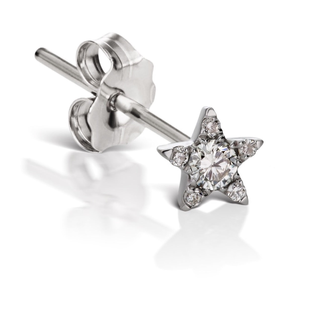 4.5mm White Gold Diamond Star Threaded Stud
