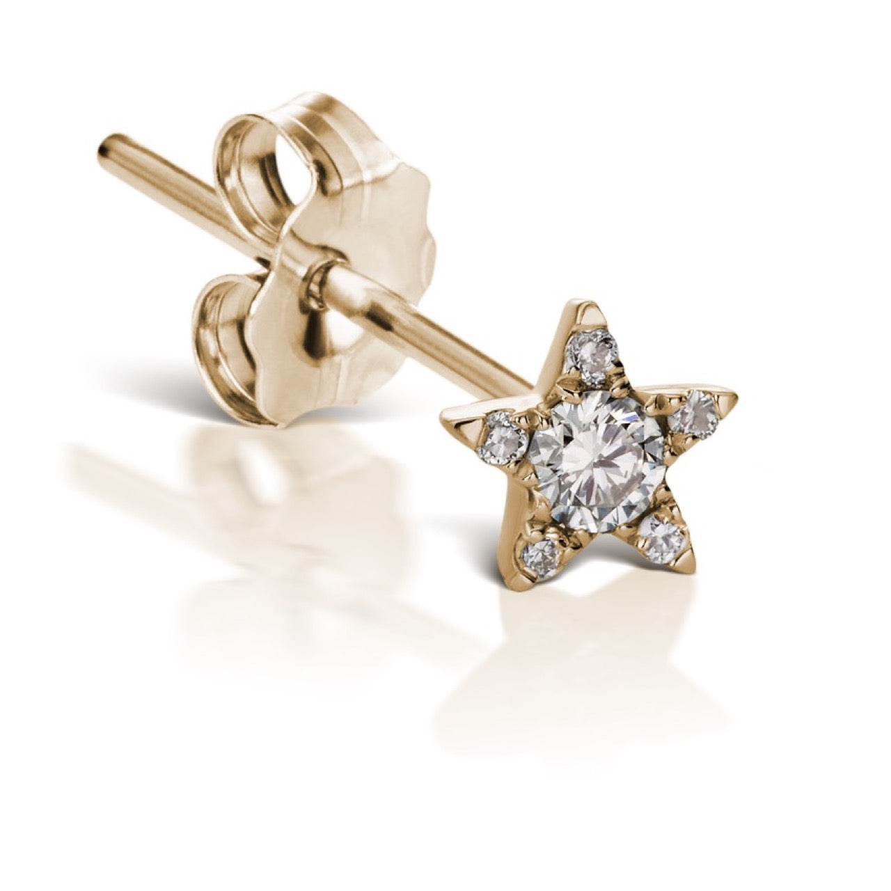 4.5mm 18K Yellow Gold Diamond Star Threaded Stud