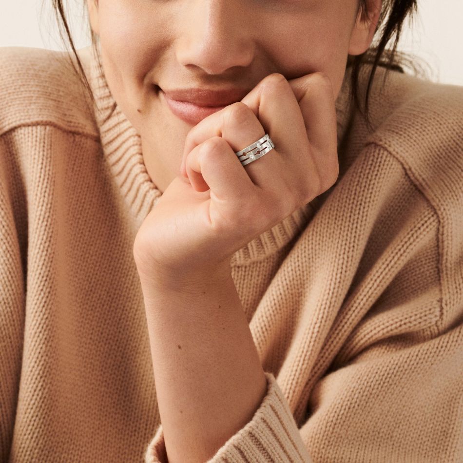 Pulse Dinh Van Medium White Gold and Diamond Ring