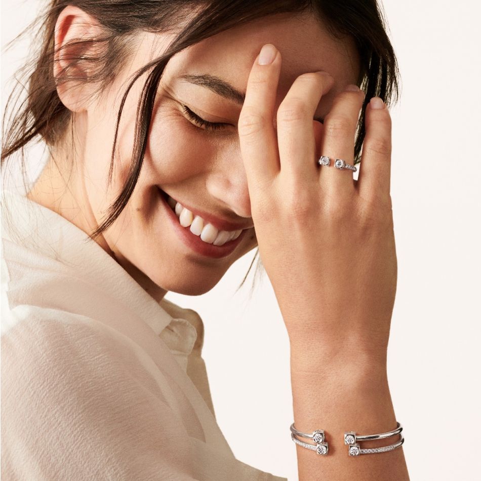 Le Cube Dinh Van White Gold and Diamond Ring