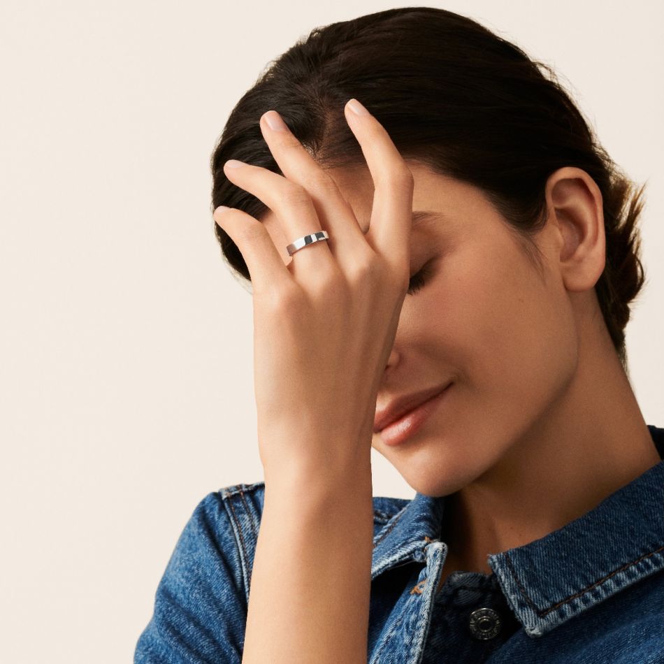 Square 4mm White Gold Wedding Band