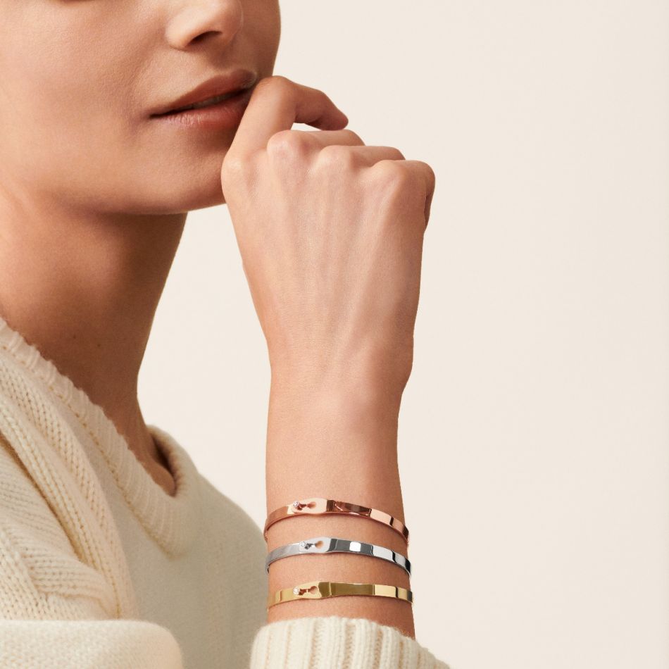 Serrure Jonc Yellow Gold and Diamond Bracelet Large