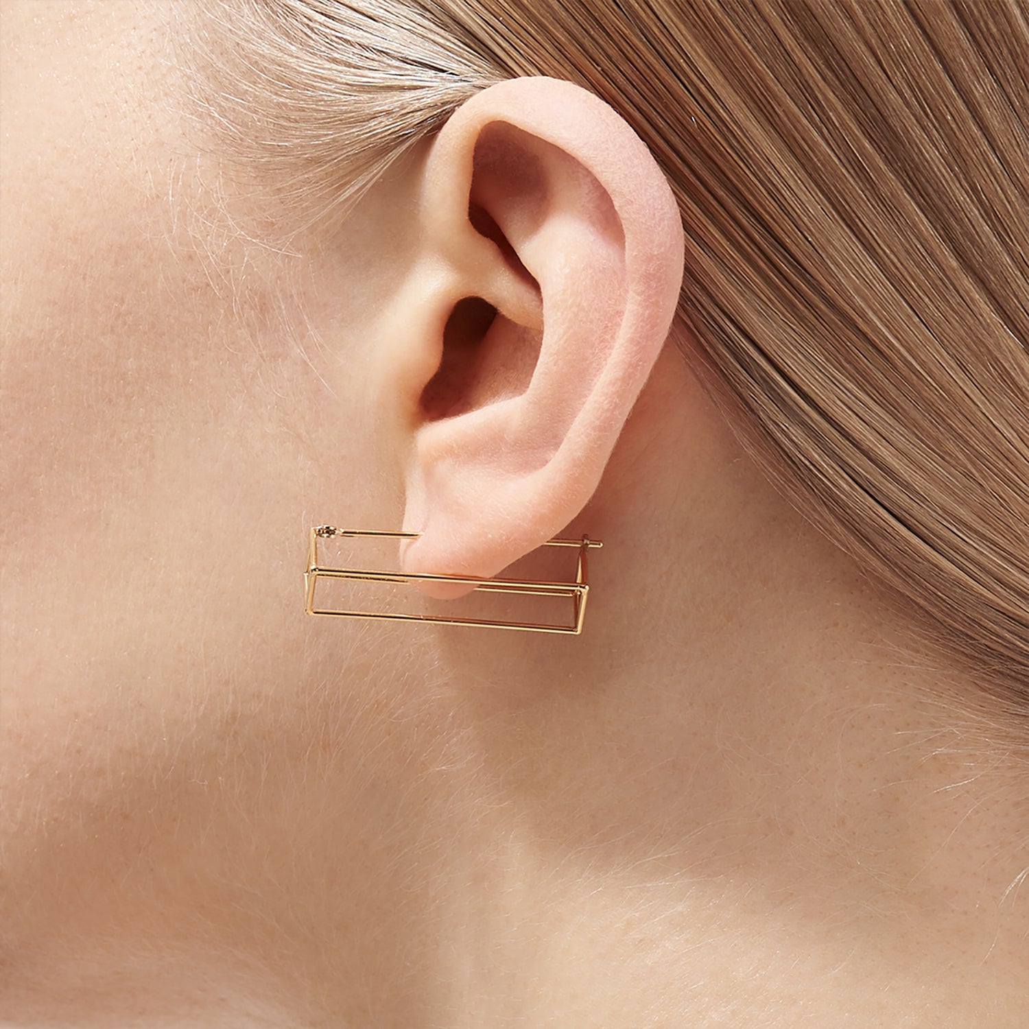Yellow Gold Rectangle Earring