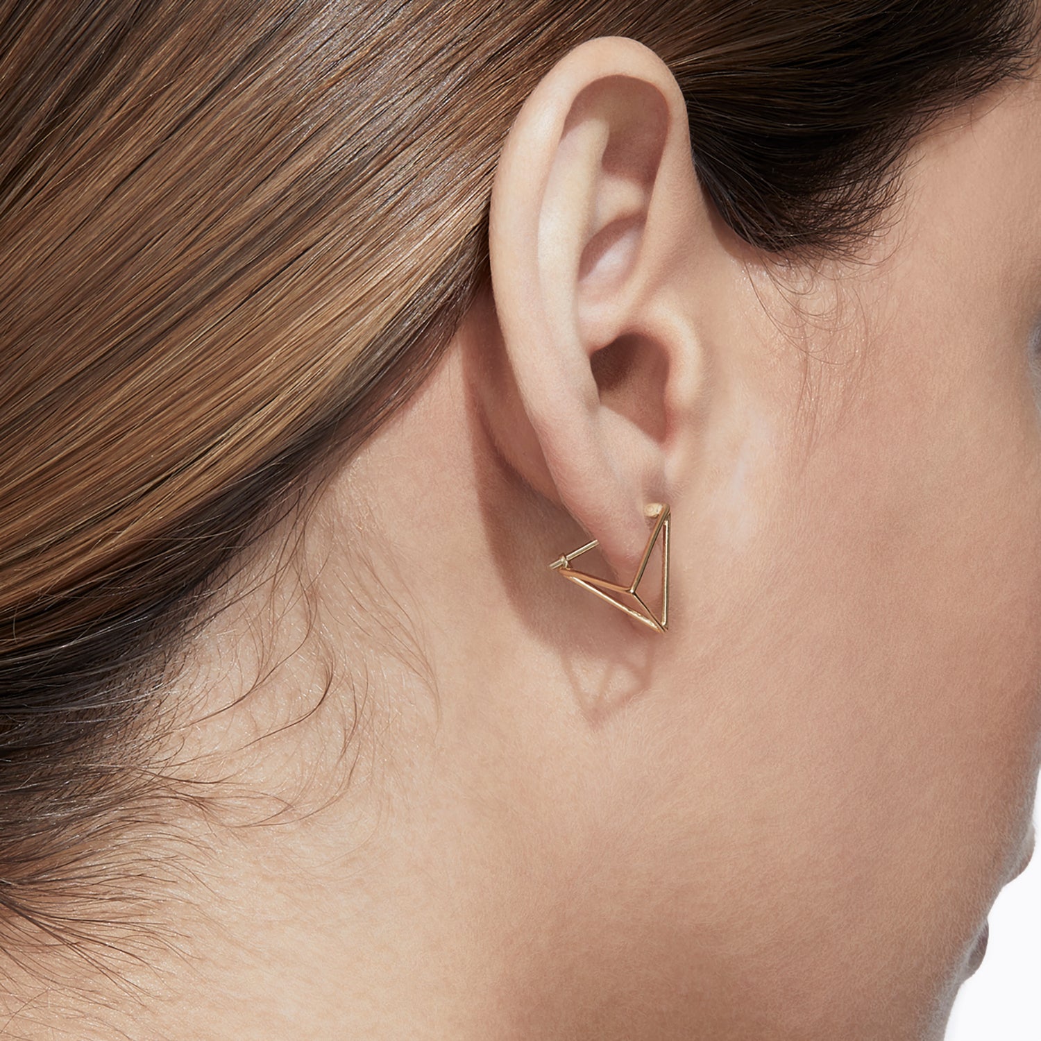 Yellow Gold Triangle earring 15mm