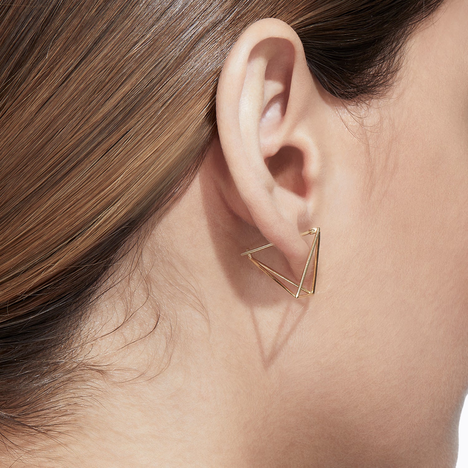 Yellow Gold Triangle Earring 20mm