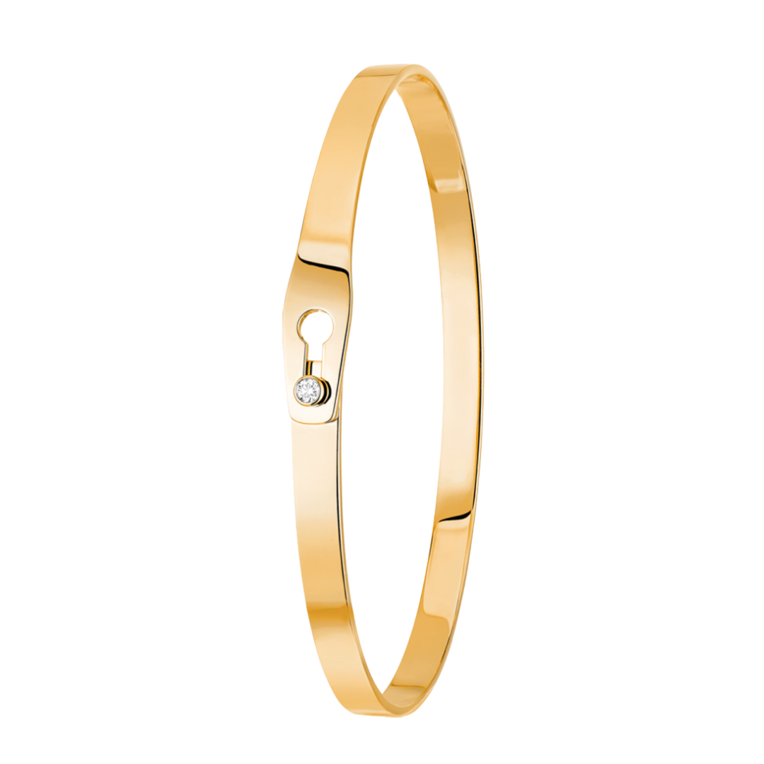 Serrure Jonc Yellow Gold and Diamond Bracelet Large