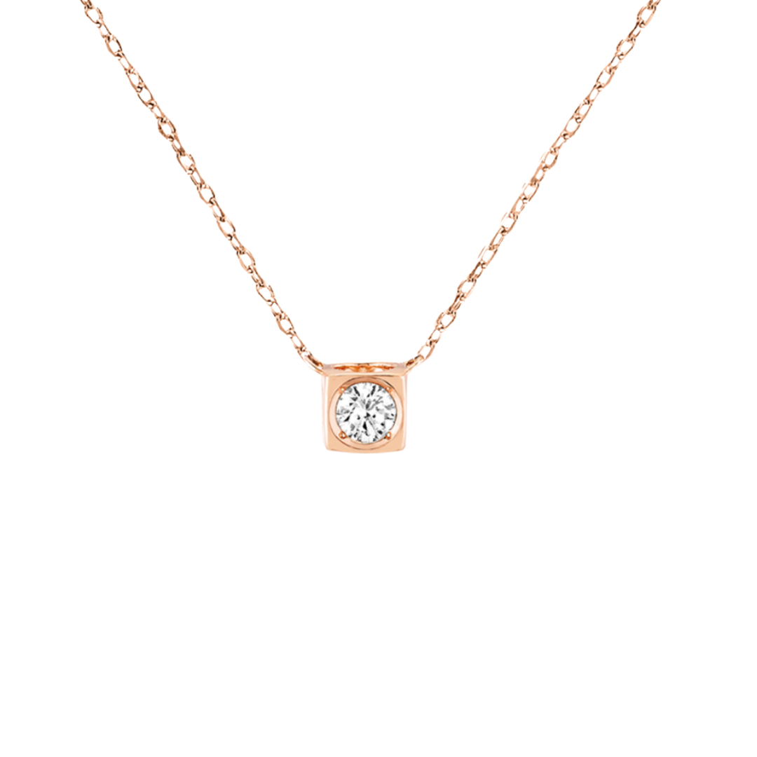 Le Cube diamant Necklace Rose Gold