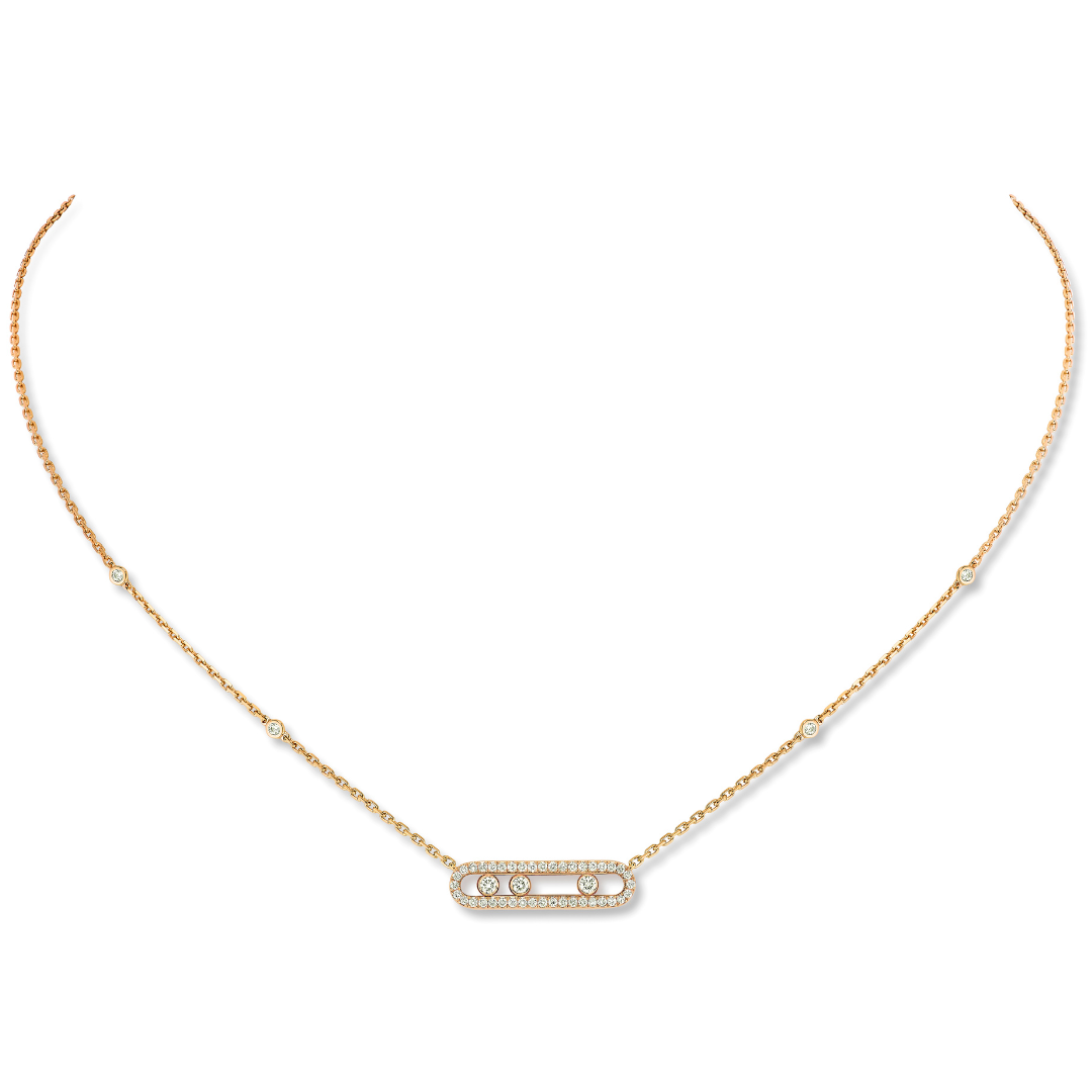 Baby Move Pave Necklace Yellow Gold
