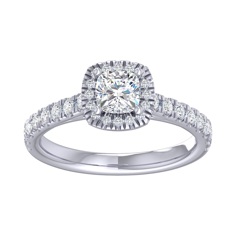 Halo Cushion Cut Diamond Ring