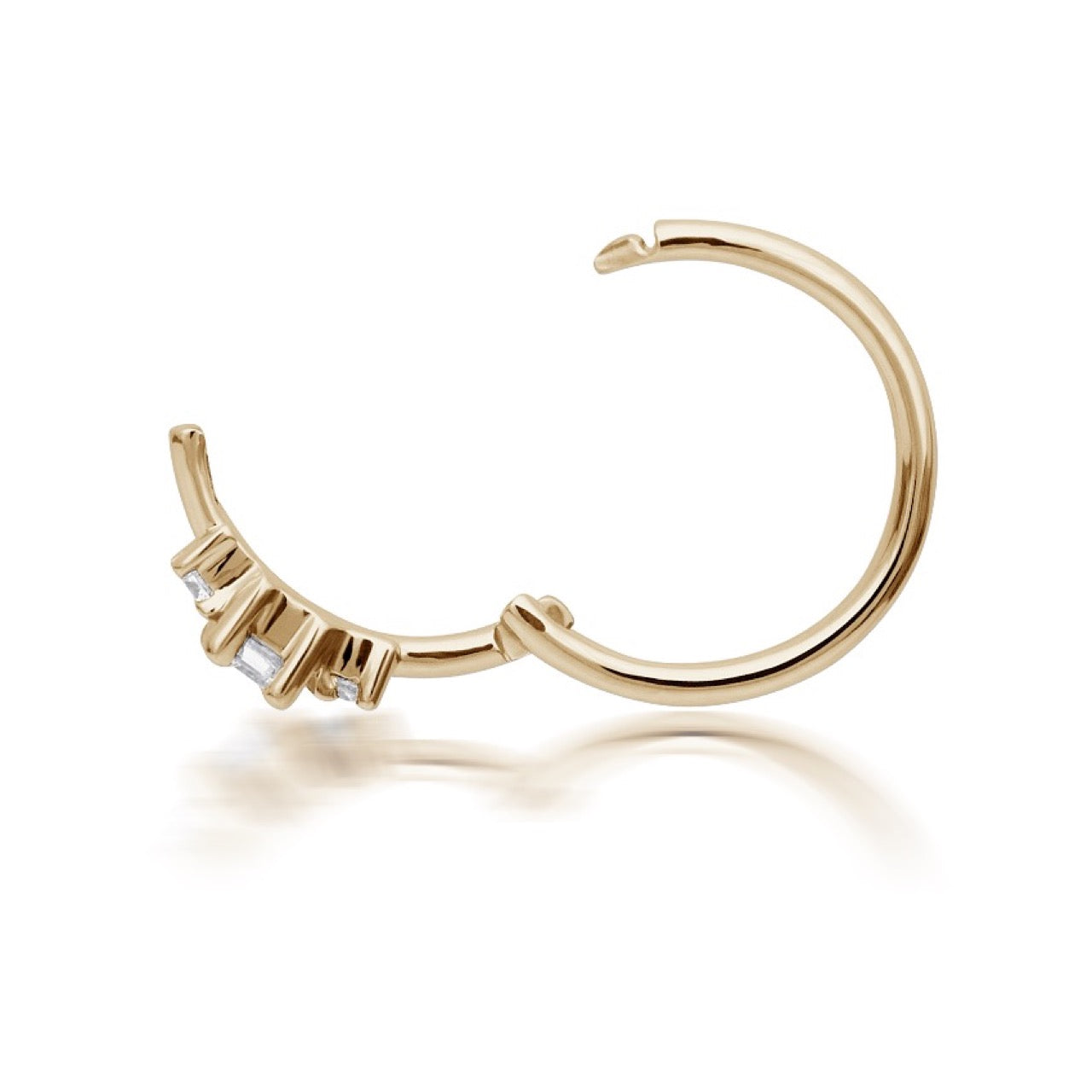 Princess Ring Earring Yellow Gold 6.5MM 2MM Diamond