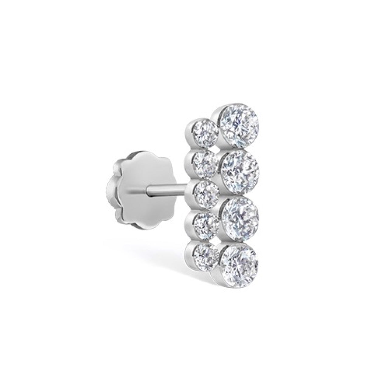 11mm Invisible Set Diamond Apsara Bar Threaded Stud Earring