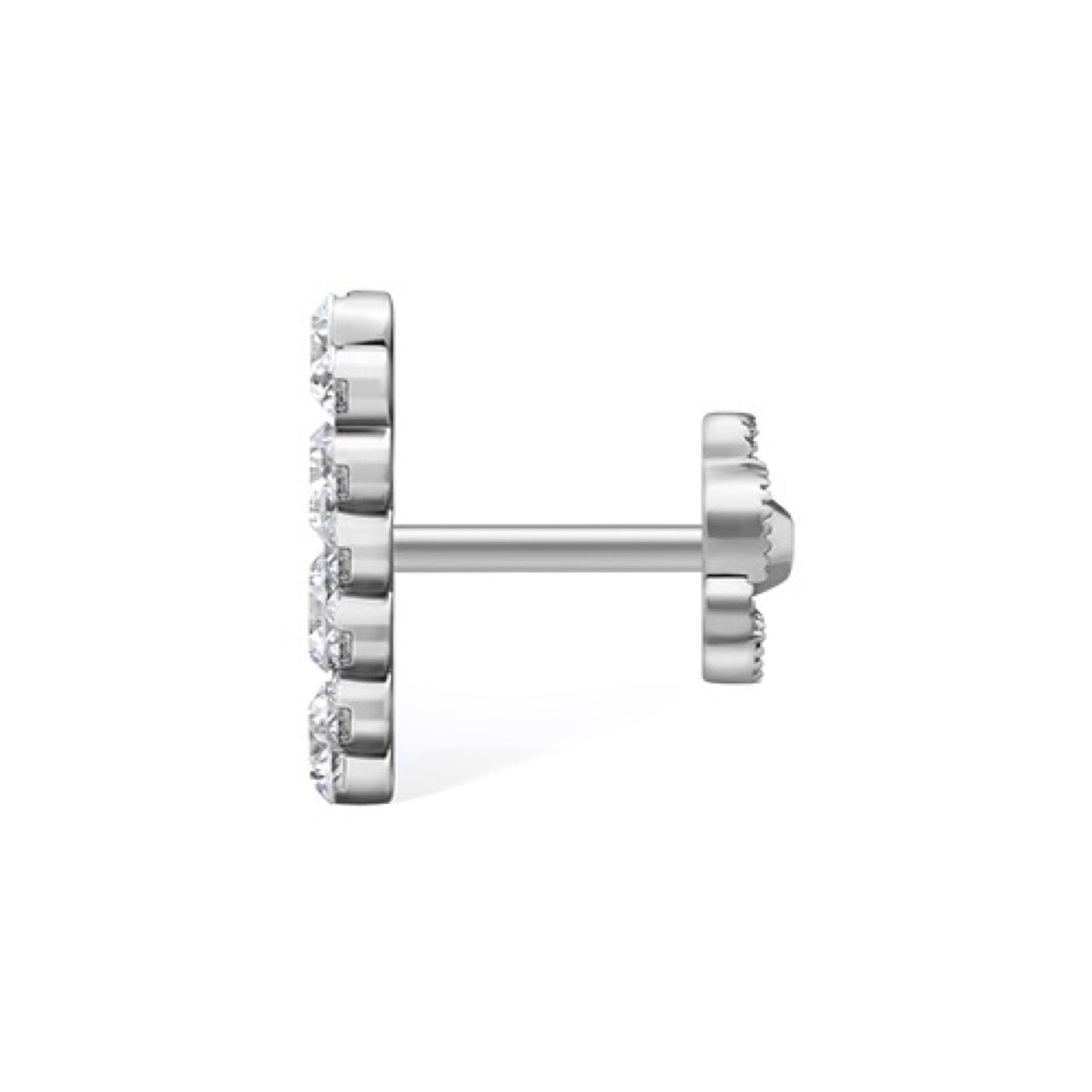 11mm Invisible Set Diamond Apsara Bar Threaded Stud Earring