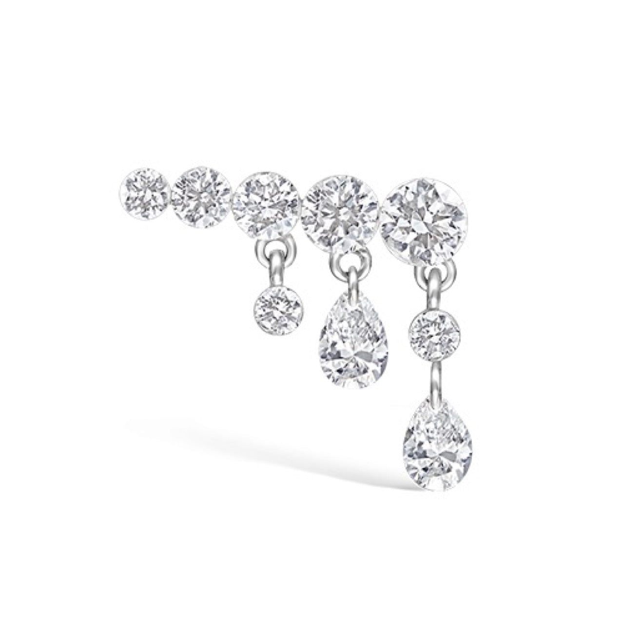 11mm Invisible Set Diamond Crescendo Bar Threaded Stud Earring (Right Ear)