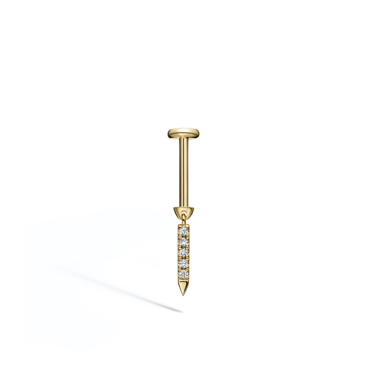 7mm Diamond Eternity Bar Threaded Charm Earring