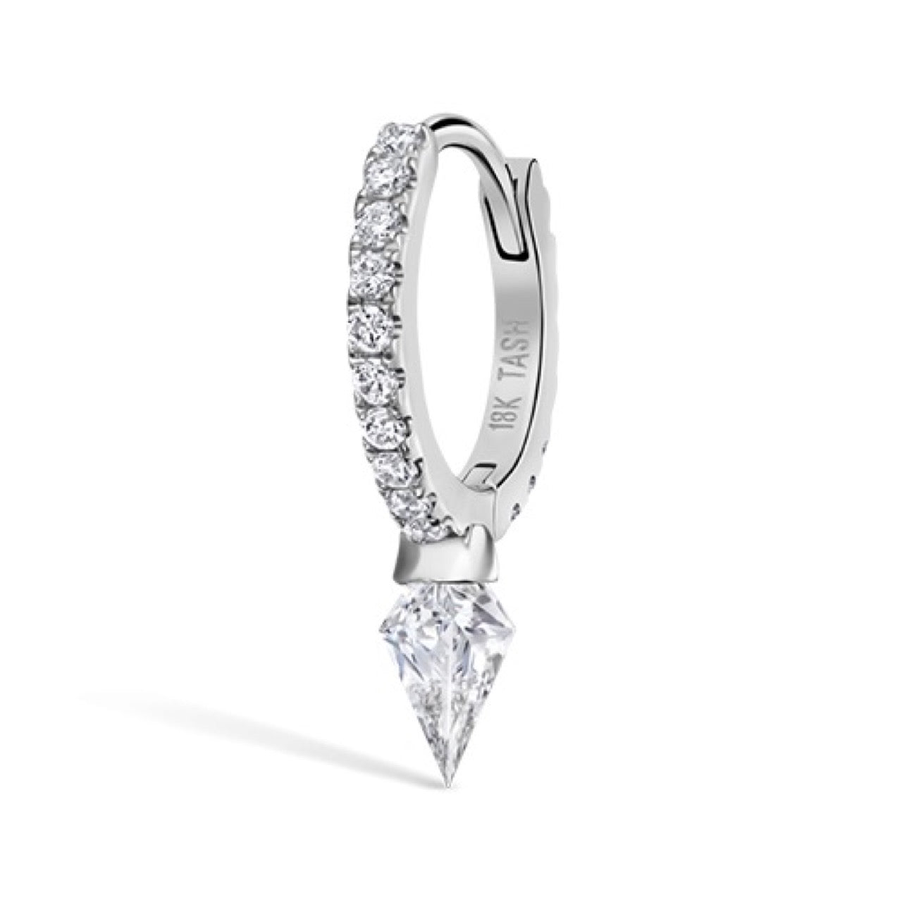 8mm Silhouette Diamond Short Spike Eternity Hoop Earring