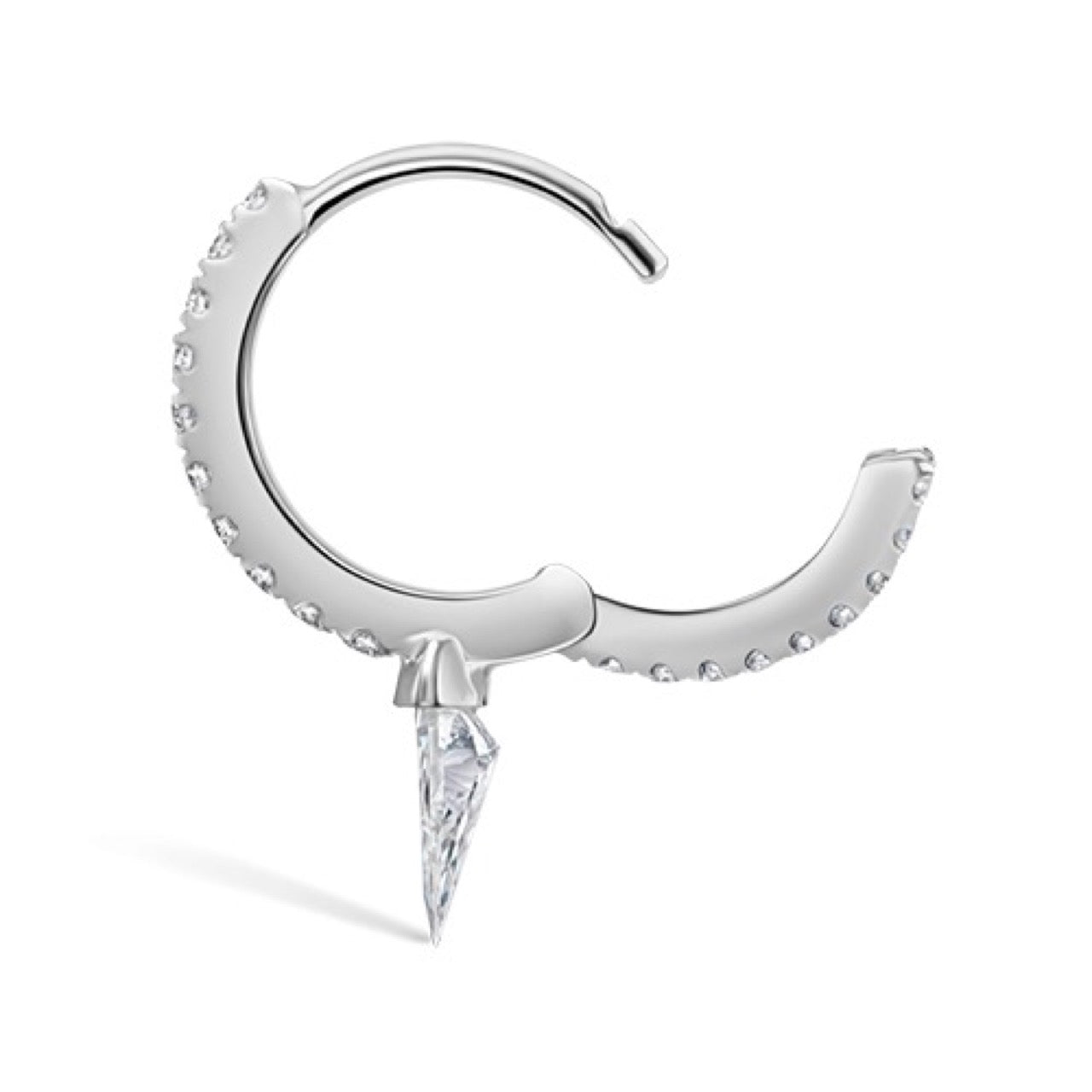 8mm Silhouette Diamond Short Spike Eternity Hoop Earring