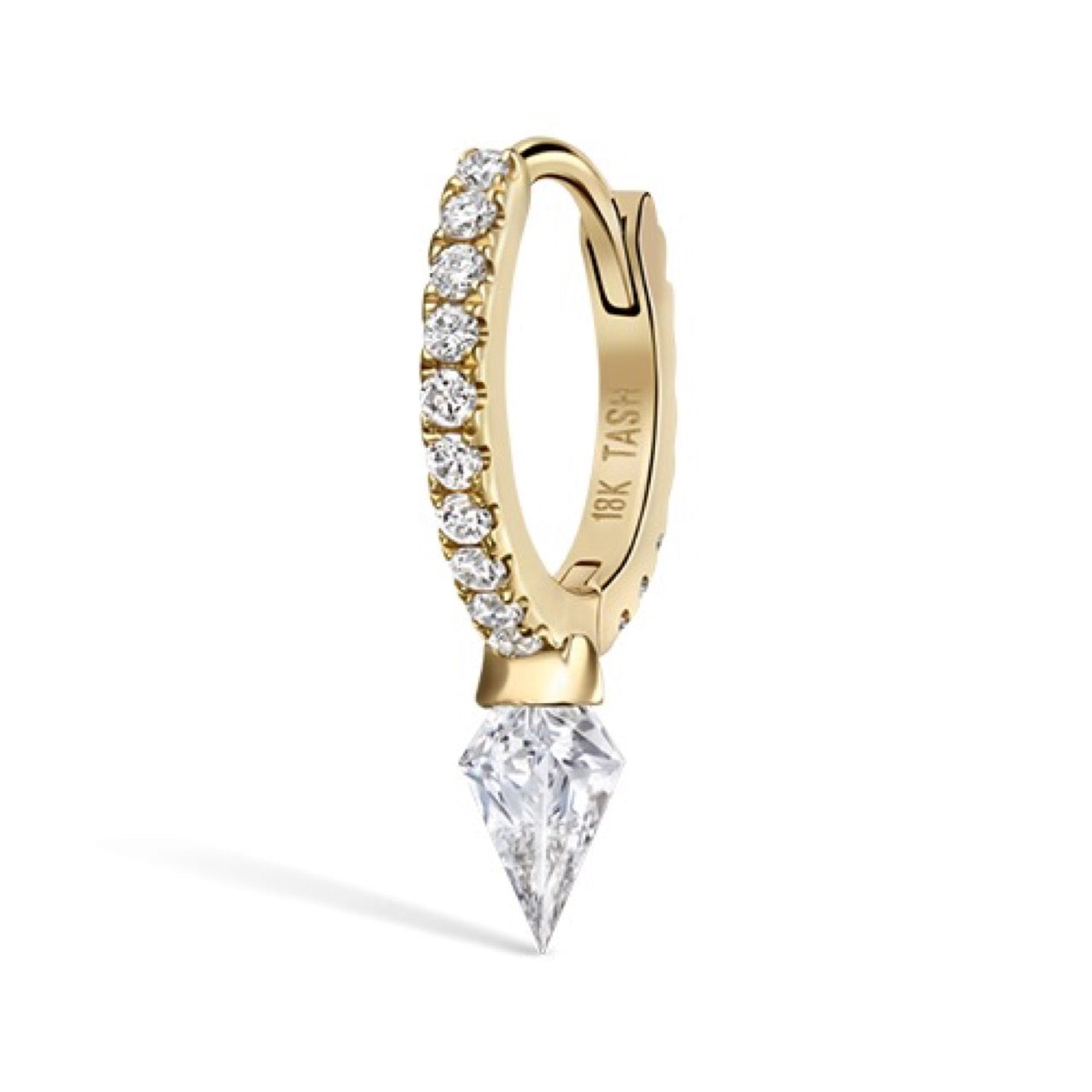 8mm Silhouette Yellow Gold Diamond Short Spike Eternity Hoop Earring