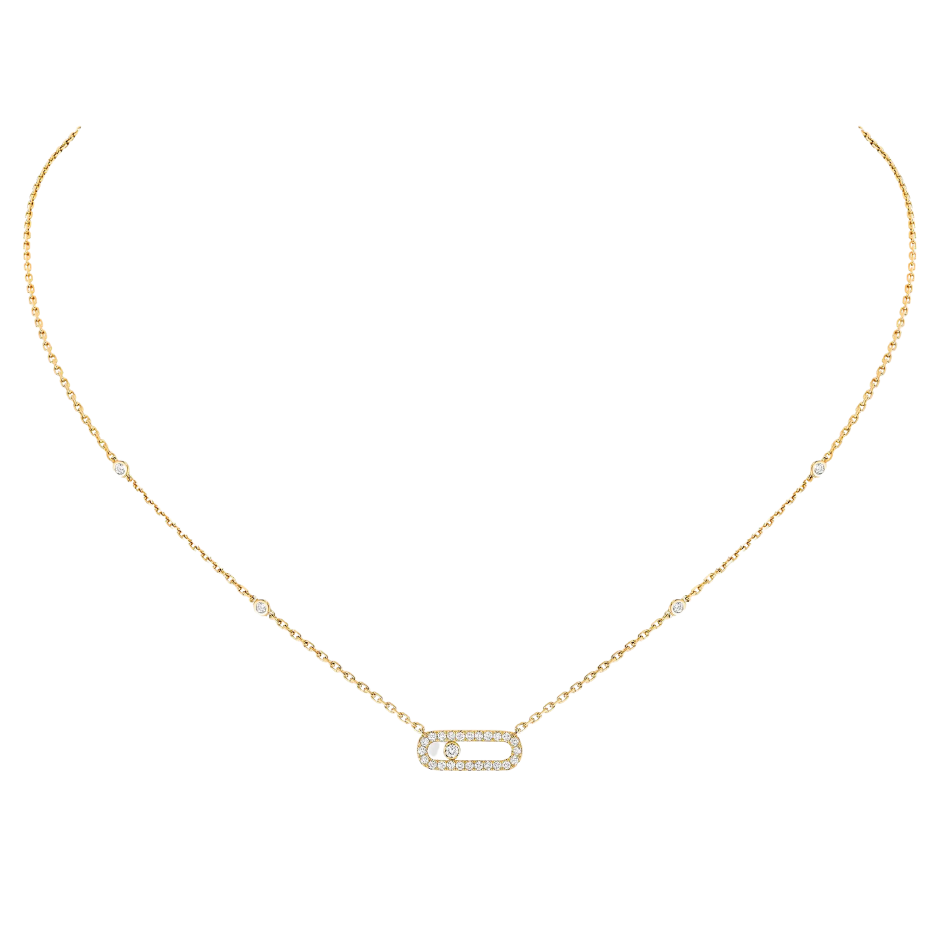 Move Uno Pave Diamond Yellow Gold Necklace