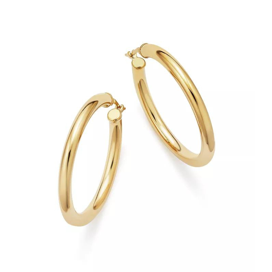 14K Yellow Gold Hoops Earrings Medium