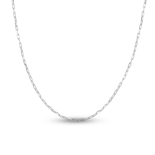 14K White Gold Paper Clip Chain Necklace Small