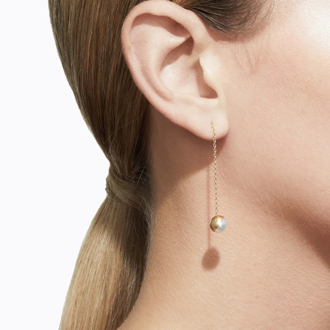 Half Pearl Chain Earring