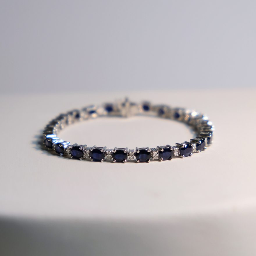 Blue Sapphire & Diamond Bracelet Large