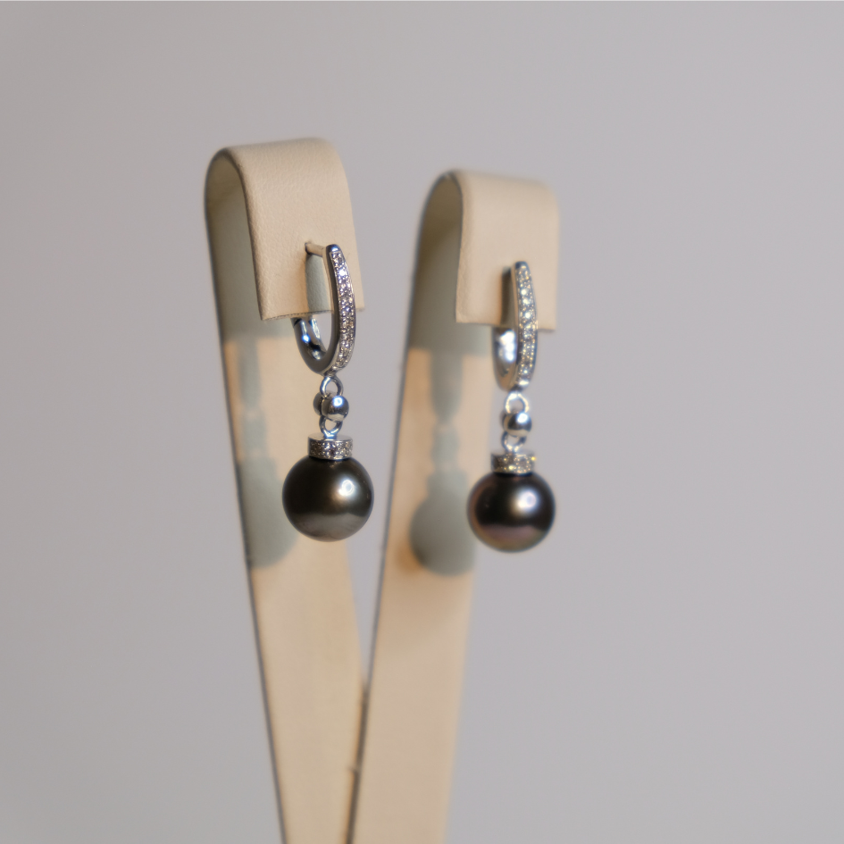 Black Pearl Diamond Earring hoops