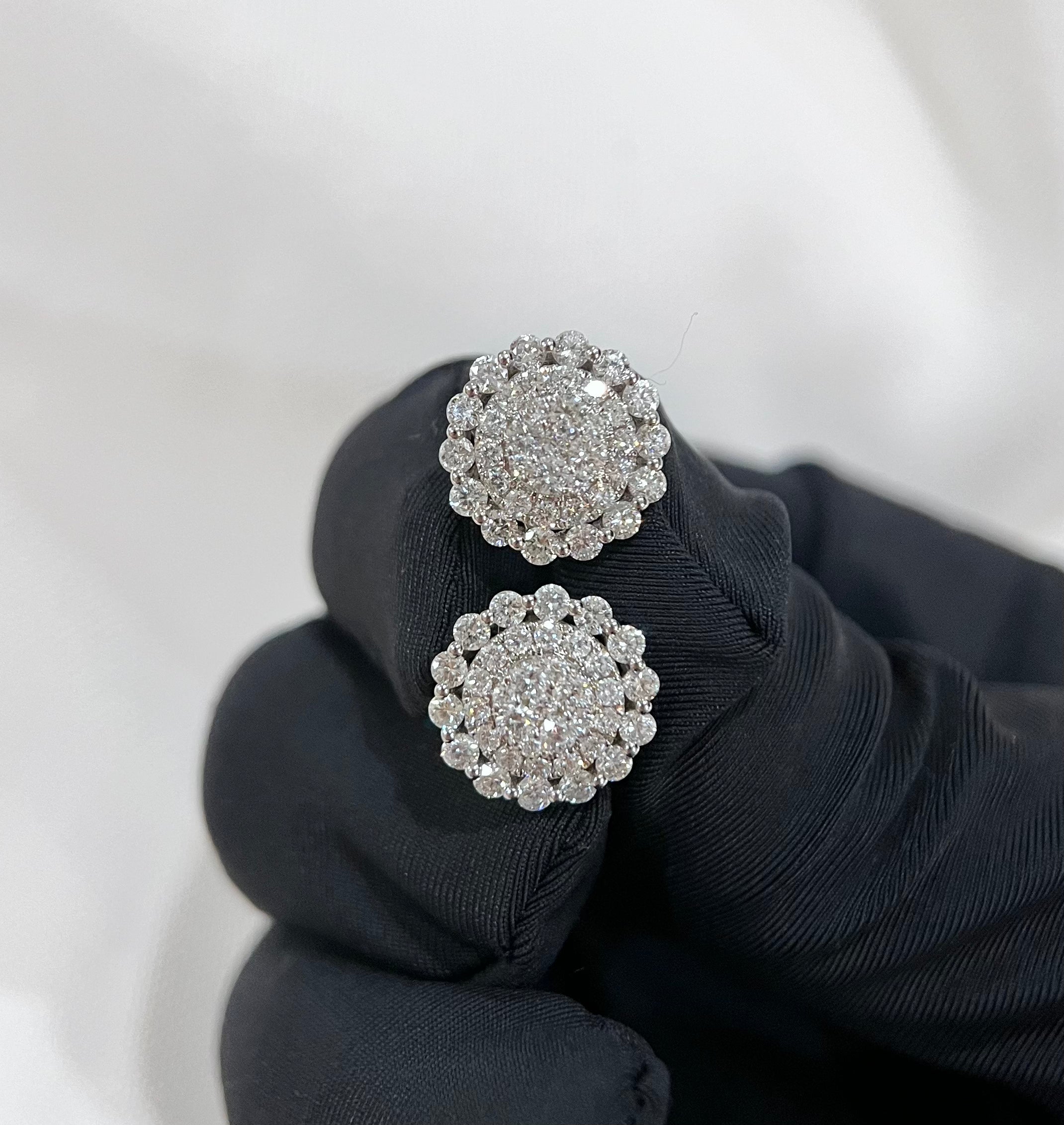 White Gold & Diamond Lg Flower Studs