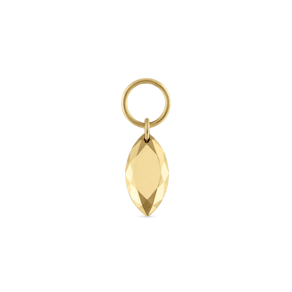 6.5mm Faceted Gold Marquise Charm
