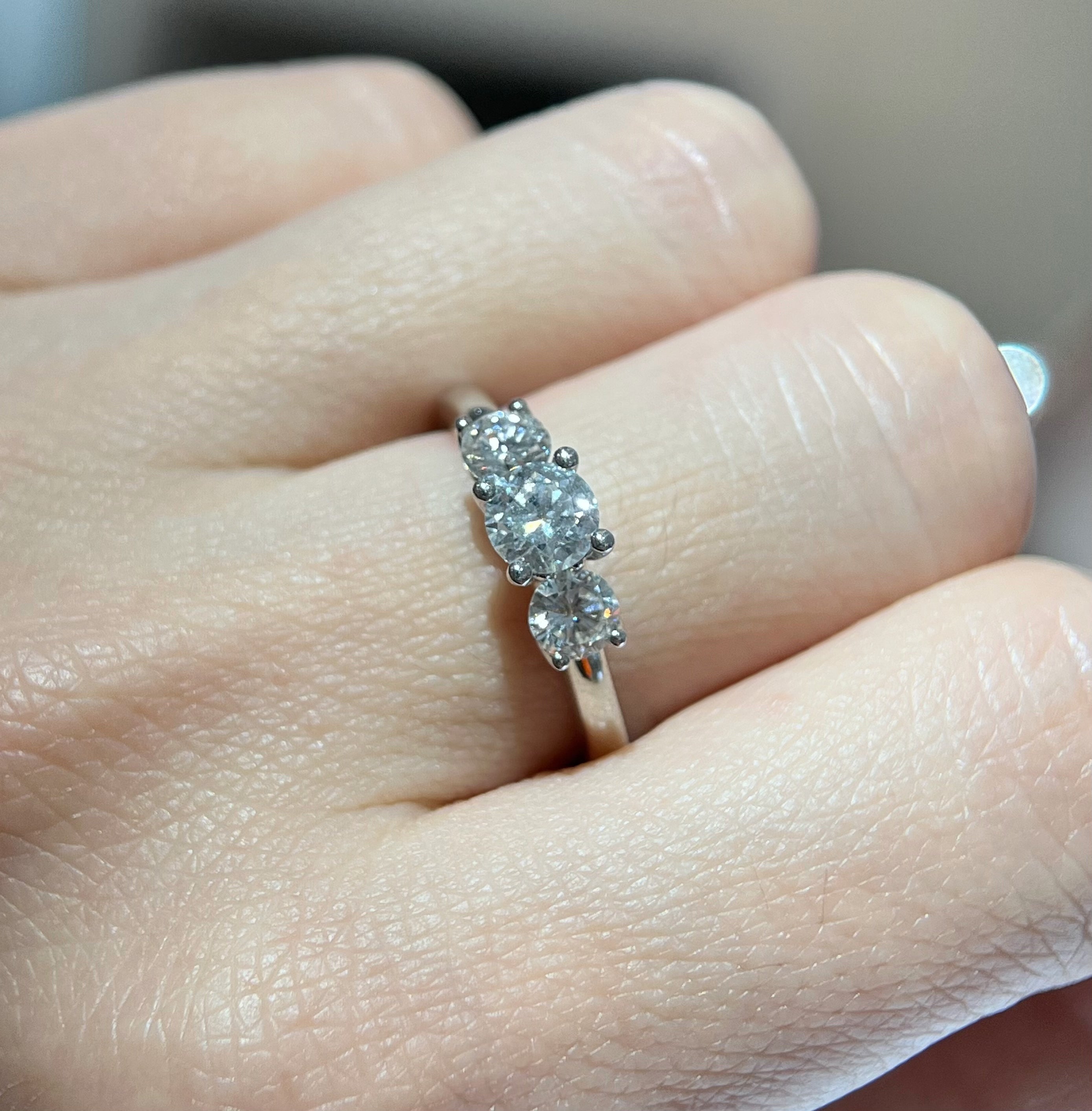 Three Stones Round Brilliant Cut Diamond Engagement Ring