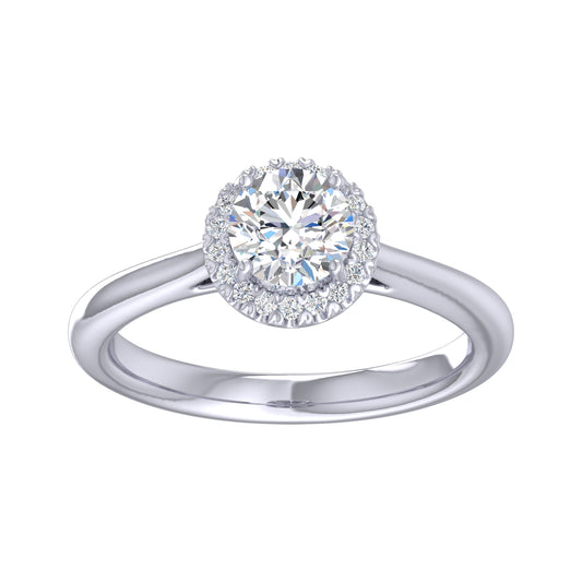 Semi Mount Halo Round Cut Diamond Engagement Ring