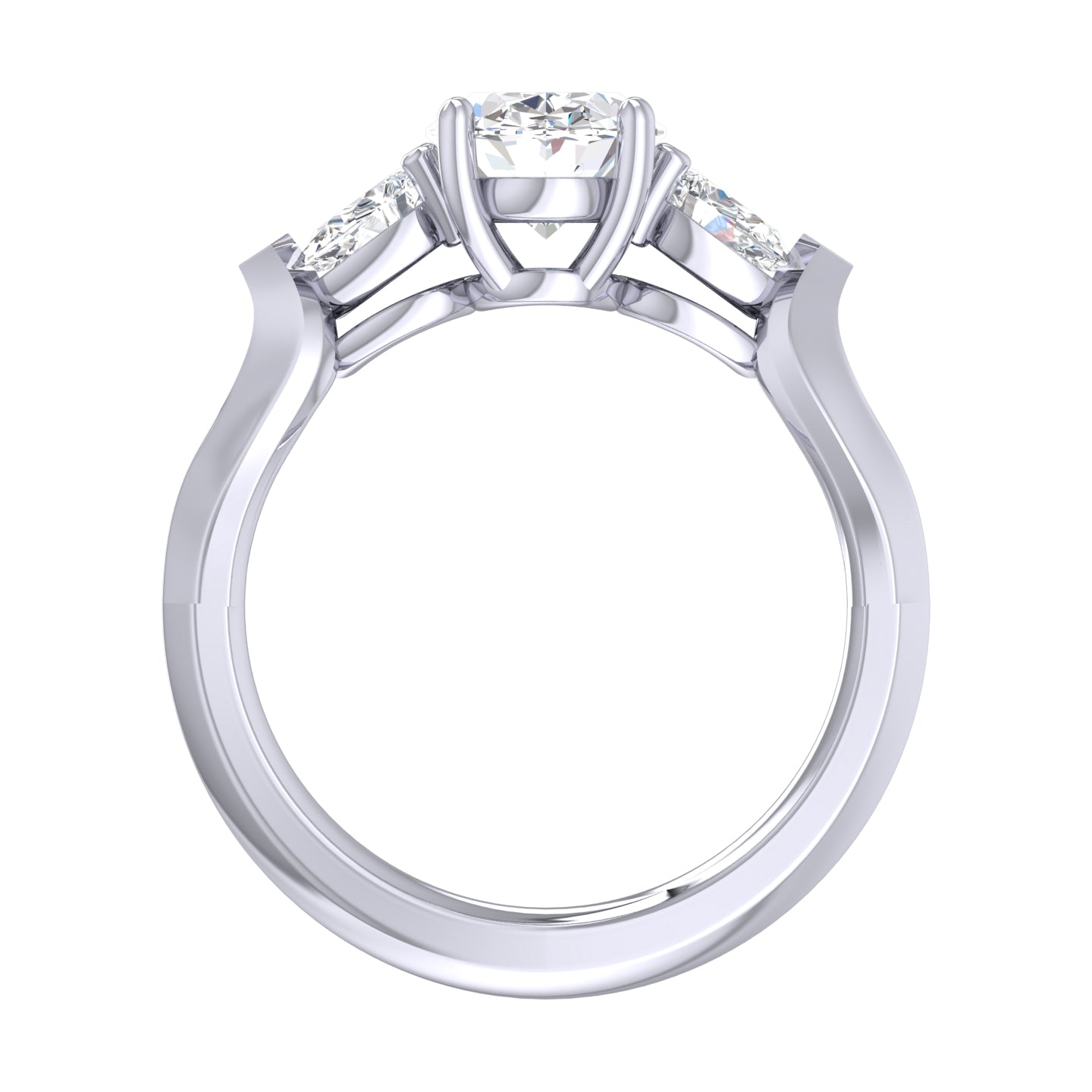 Semi Mount Round Brilliant Cut Three Stone Diamond Engagement Ring