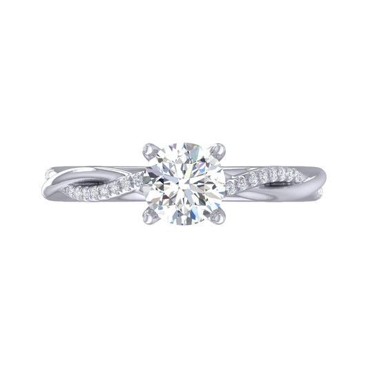 Semi Mount Round Brilliant Cut Twist Diamond Engagement Ring