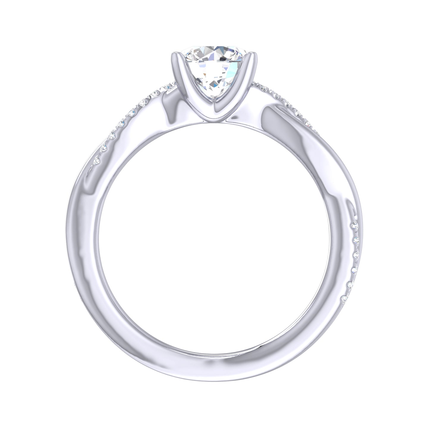 Semi Mount Round Brilliant Cut Twist Diamond Engagement Ring
