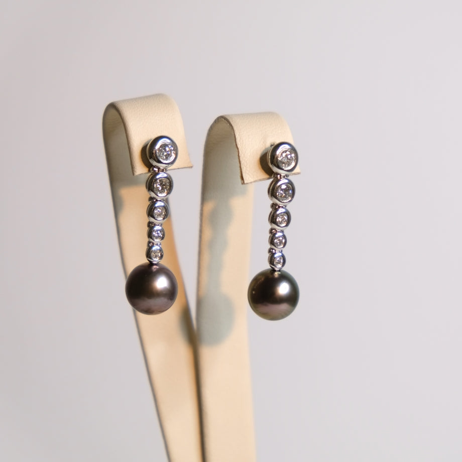 Black Pearl Diamond Earrings