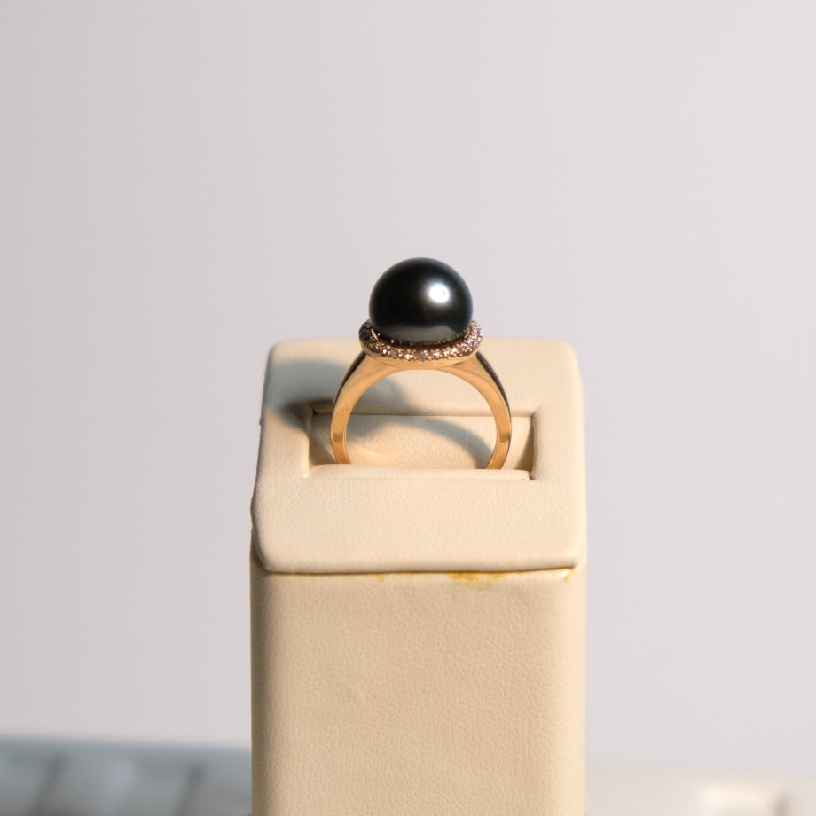 Black Pearl Rose Gold Ring