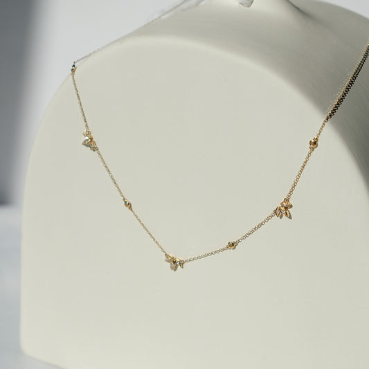 Yellow Gold & Diamond Lotus Necklace