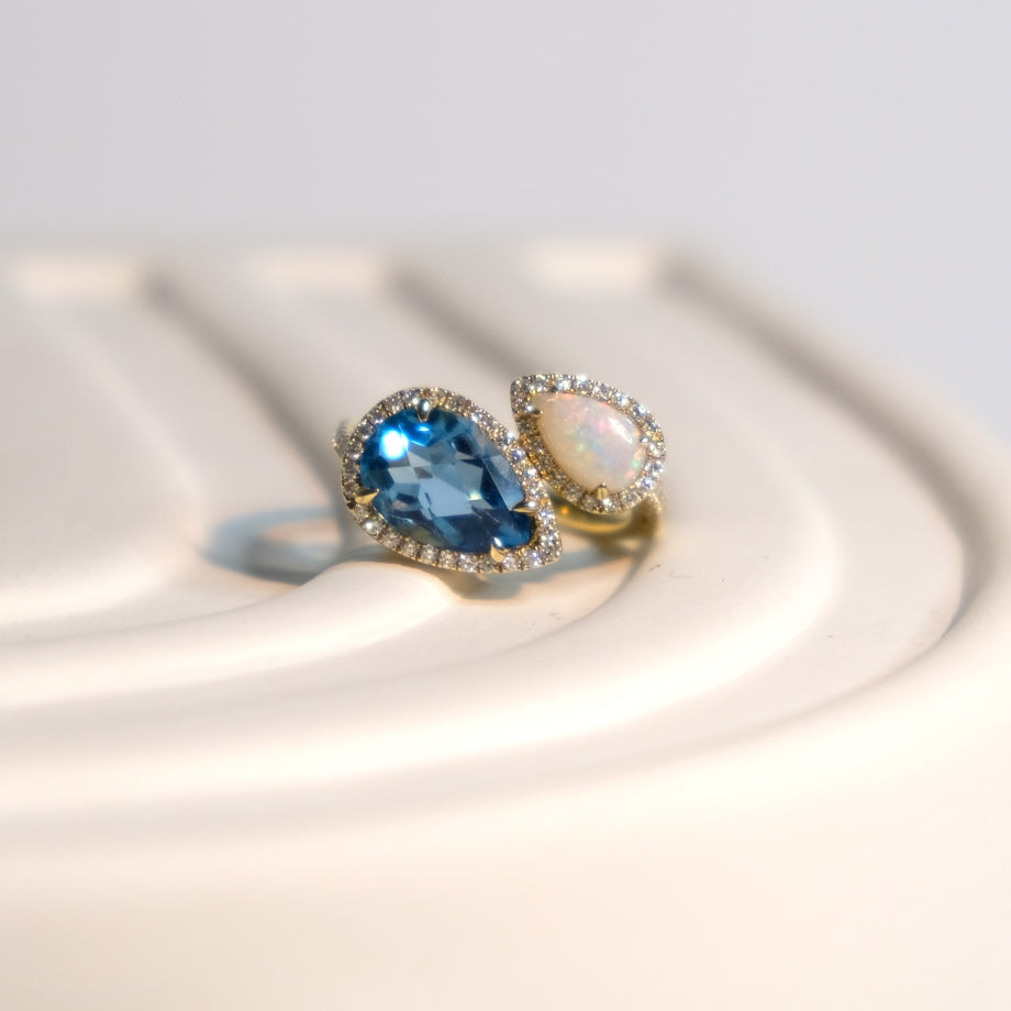 Opal blue online topaz ring